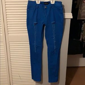 Royal Blue ripped Denim Jeans